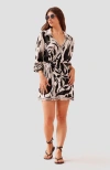 Omika Avery Wrap Mini Dress In Caviar In Black