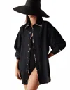 Omika Callista Button Down Shirt In Solid-mussel In Black