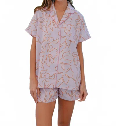 Omika Cotton Pajama Short Set In Uma Foxglove