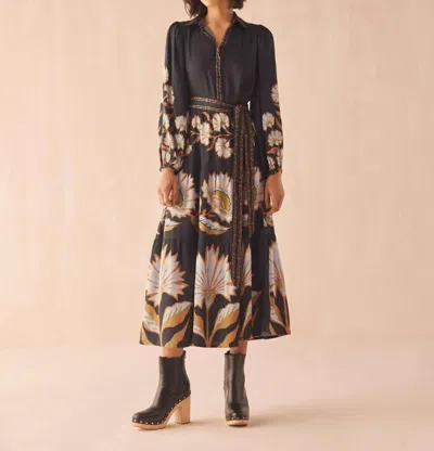 Omika Emery Maxi Dress In Mattia Obsidian In Burgundy