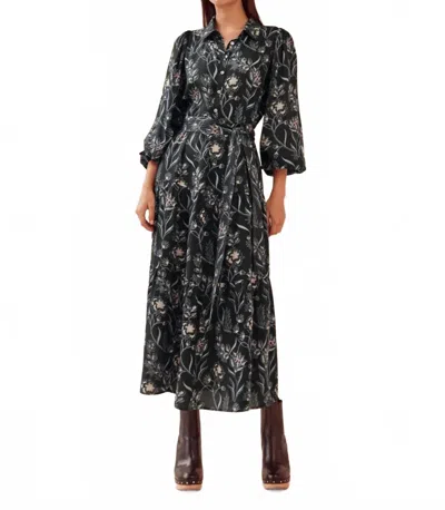 Omika Emery Midi Dress In Sofi Midnight In Black
