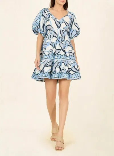 Omika Empire Waist Ila Mini Dress In Neela Sea In Multi