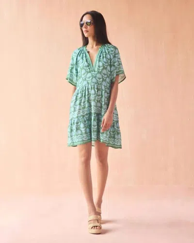 Omika Hadley Mini Dress In Green/blue