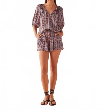 OMIKA ISLA V-NECK BLOUSE IN OMARI HIBISCUS