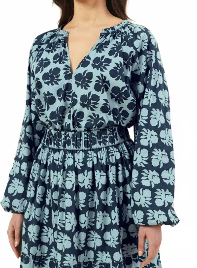 Omika Lani V-neck Blouse In Kola Storm In Blue