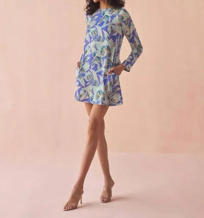Omika Lara Mini Dress In Thea Cornflower In Blue
