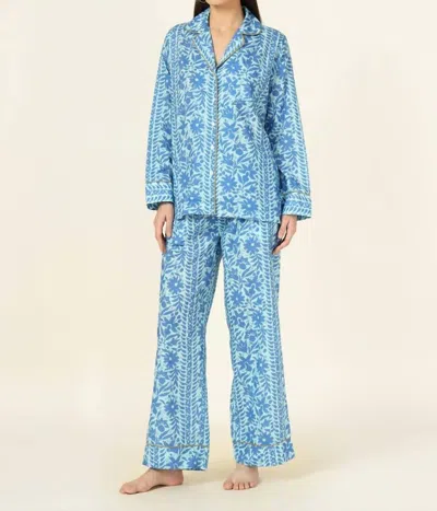Omika Long Sleeve Pajama Pants Set In Blue