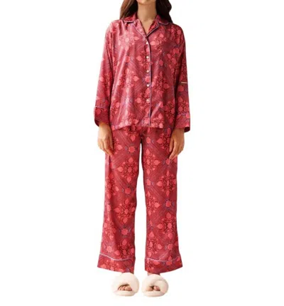 Omika Long Sleeve Pj Set In Addison Pomegranate In Multi