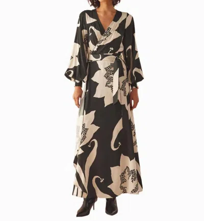 Omika Lorelei Wrap Dress In Audrey Nocturne In Black