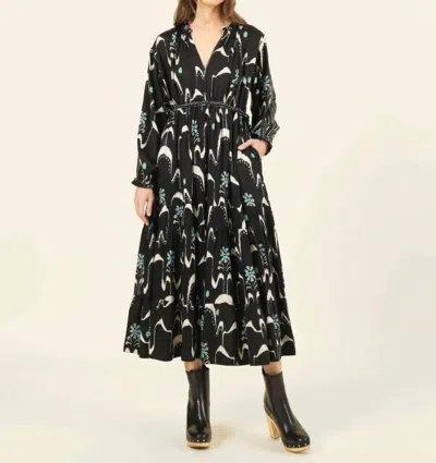 Omika Misha Midi Dress In Samira Smokestack In Black