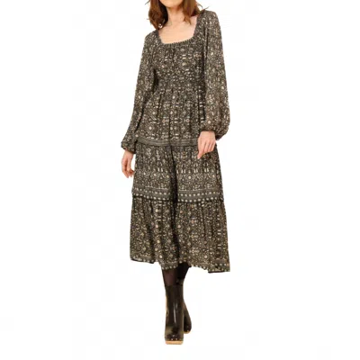 Omika Monica Midi Dress In Green In Brown