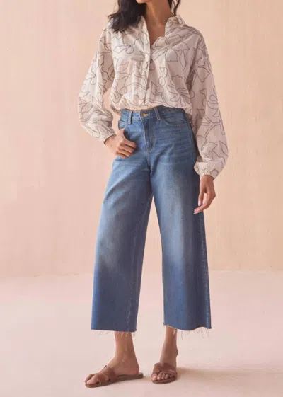 Omika Nero Button Down Blouse In Uma Coconut In Blue