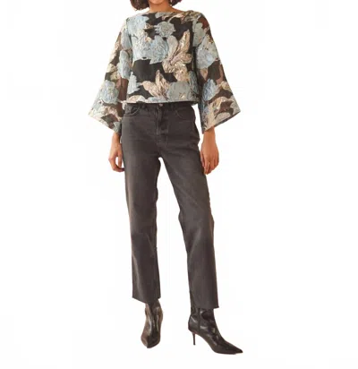 Omika Peyton Long Sleeve Blouse In Vivienne Mussel In Brown