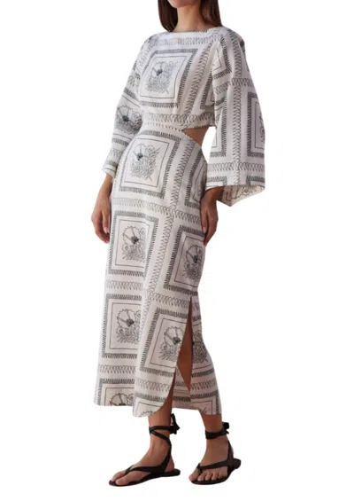 Omika Peyton Midi Dress In Dani Dragonfly In Neutral
