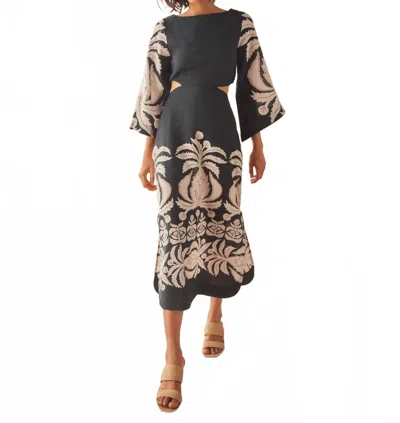 Omika Peyton Midi Dress In Nikita Oyster In Black