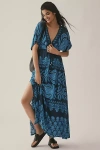Omika Pia Floral Kaftan In Blue