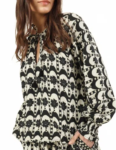 Omika Riviera Button Down Blouse In Bari Dusk In Black