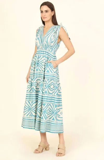 Omika Rosalita Midi Dress In Jolie Lagoon In Blue