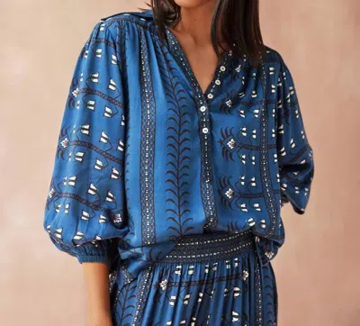Omika Sierra Long Sleeve Blouse In Malva Indigo In Blue