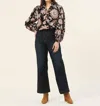 Omika Sierra Long Sleeve Blouse In Tamara Cedar In Black