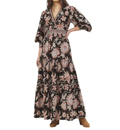 Omika Sloane Maxi Dress In Tamara Cedar In Black