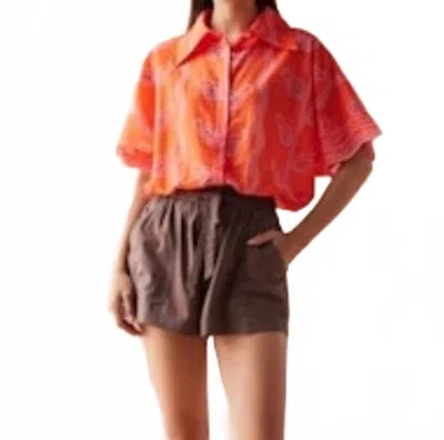 Omika Tola Button Down Blouse In Vani Papaya In Multi