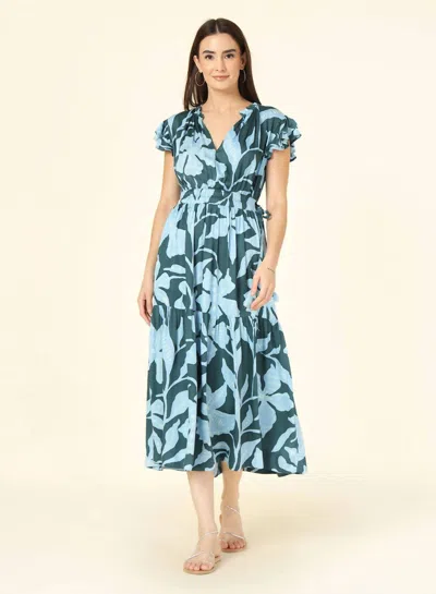 Omika Willa Midi Dress In Lia Tide In Green