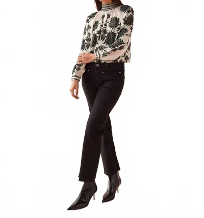 Omika Women's Brooke Blouse In White Background Blue And Black Multi