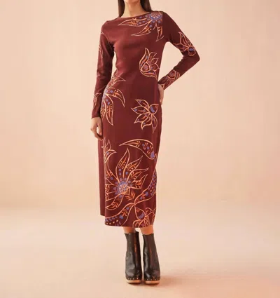 Omika Delaney Midi Dress In Eliza Espresso In Multi
