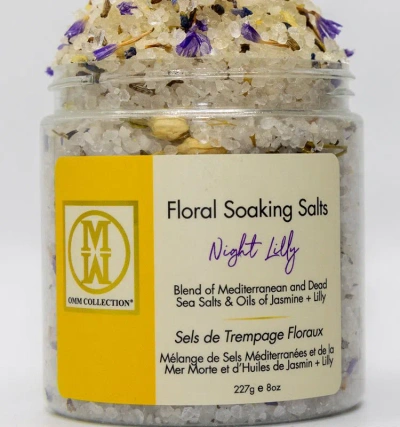 Omm Collection Floral Soaking Bath Salts Night Lily 8 oz In White