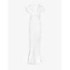 Omnes Ivory Meadow Flutter-sleeved Woven Bridal Gown In White