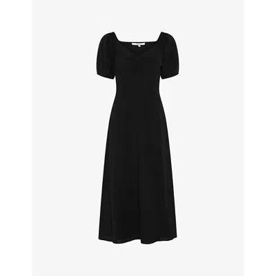 Omnes Womens Black London Bow-embellished Cotton-blend Dress