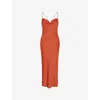 OMNES OMNES WOMEN'S BRICK ORANGE RIVIERA RECYCLED-POLYESTER MIDI DRESS