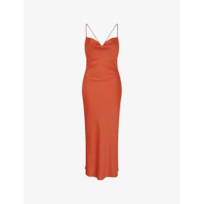 Omnes Riviera Recycled-polyester Midi Dress In Brick Orange