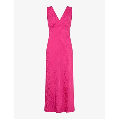 Omnes Womens Cerise Iris V-neck Sleeveless Woven Maxi Dress