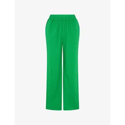 Omnes Womens Green Ramela Elasticated-waist Cotton And Linen-blend Trousers