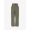 OMNES OMNES WOMEN'S KHAKI CINNAMON HIGH-RISE RELAXED-FIT STRETCH-WOVEN TROUSERS