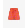 OMNES OMNES WOMEN'S RED CANARIA GEOMETRIC-PRINT COTTON AND LINEN-BLEND SHORTS