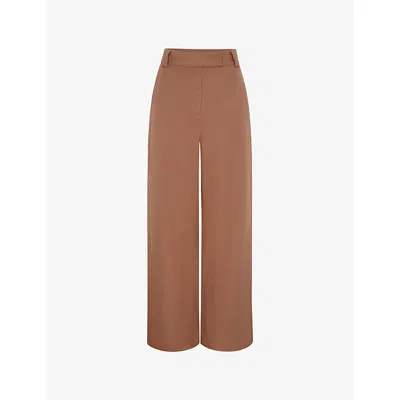Omnes Womens Beige Clarice Wide-leg High-rise Cotton Trousers
