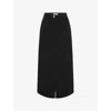 Omnes Womens  Olive Split-hem Denim Midi Skirt In Black