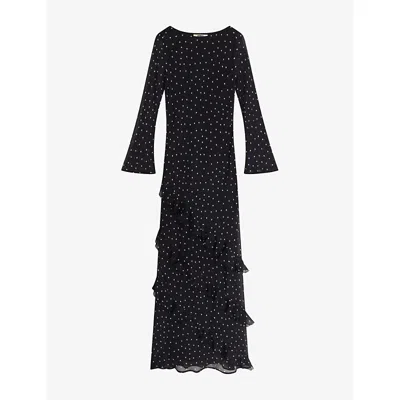 Omnes Womens Black Polka Dot Bridie Polka-dot Woven Maxi Dress