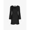 Omnes Womens Black Roberta Long-sleeve Tie-back Satin Mini Dress
