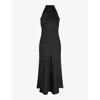 Omnes Womens  Seychelles Halterneck Recycled-polyester Satin Maxi Dress In Black