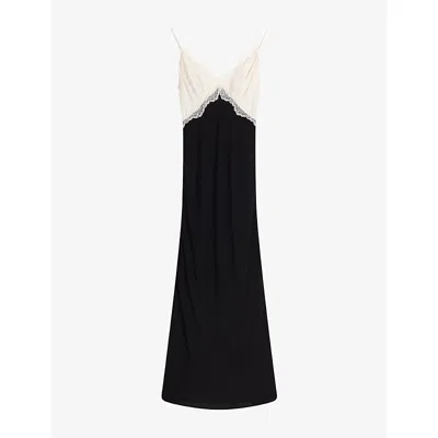 Omnes Womens Black/white Drew Colour-block Wove Maxi Dress In Multi