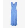 Omnes Womens Iris V-neck Sleeveless Woven Maxi Dress Blue In Blue