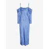 Omnes Womens Munique Floral-print Satin Maxi Dress Blue In Blue