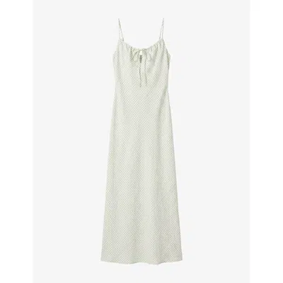 Omnes Womens Cecile Gingham Cotton Maxi Dress Mint / White Gingham