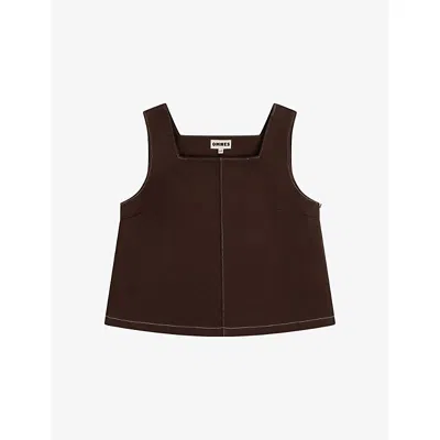 Omnes Womens Chocolate Kiri Sleeveless Cotton Top In Burgundy