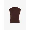 Omnes Womens Riri Logo-patch Knitted Vest Chocolate In Brown