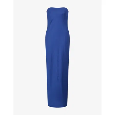 Omnes Womens Cobalt Amdra Strapless Satin Maxi Dress In Blue